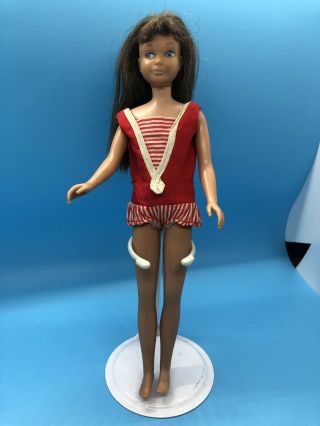 Vintage Skipper Barbie Doll Brunette Hair Bangs,  Straight Leg Blue Eyes 1963 2