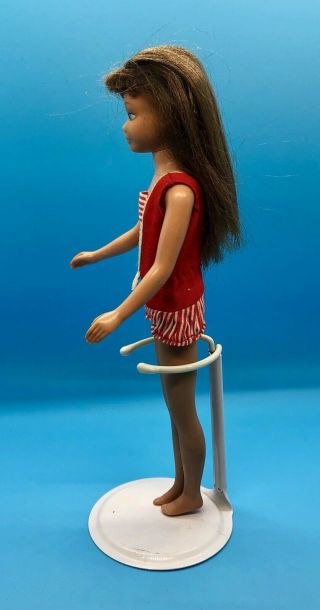 Vintage Skipper Barbie Doll Brunette Hair Bangs,  Straight Leg Blue Eyes 1963 3