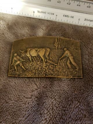 Vintage France Artist L.  Coudray Medallion Plaque Double - Sides Bronze