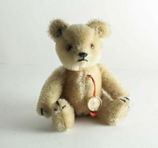 ULTRA RARE VINTAGE antique miniature teddy bear HERMANN MOHAIR steiff gold 5 2