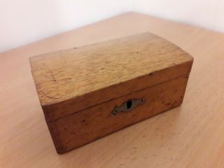 Antique Vintage Wooden Oak Money Box With Lock (no Key)