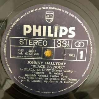 JOHNNY HALLYDAY - Black Es Noir / Me Olvide de Vivir - RARE BOLIVIA 7 