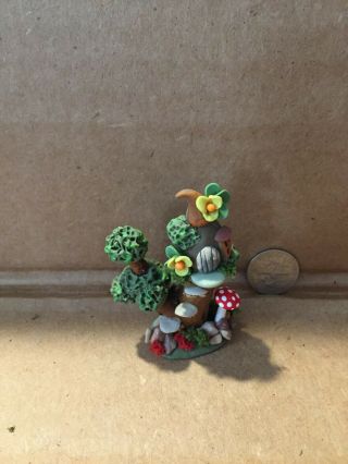 Handmade Miniature Tree House Fairy House Vintage Ooak By C.  Rohal