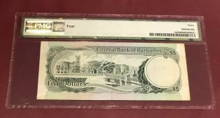 CENTRAL BANK OF BARBADOS 5 DOLLARS PMG 30 PICK 32 ISSUED 1975 RARE 2