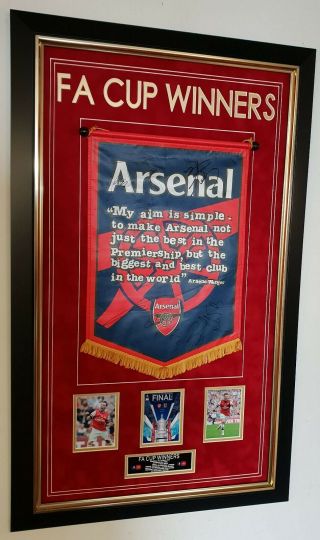 Rare Arsenal Signed Pennant Fa Cup Winners Autographed Display