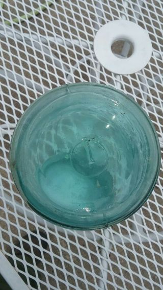 Antique mason jar 1/2 gallon light blue rare 1900 to 1910 zinc cap 2