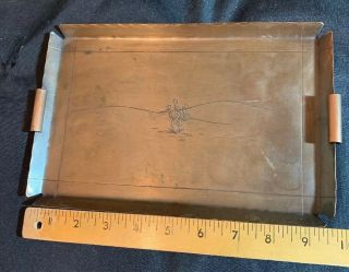 Rare Arts And Crafts Craftsman Studios Hammered Copper Tray 10” X 7”