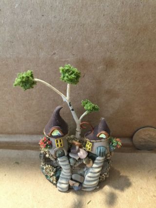 Handmade Miniature Hillside Fairy House Vintage Ooak By C Rohal