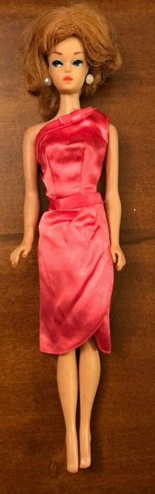 Rare 1958 Mattel Barbie Bubble Cut Strawberry Blonde Wig Doll W/ Outfit Japan