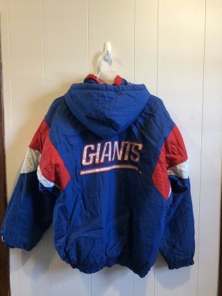 Rare Vintage Nfl York Giants Starter Jacket Xl Cost Parka Retro Zip Up 