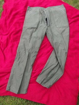 Vietnam War U.  S.  Army Sateen Fatigue Pants - Rare Large Size (42 Inch)