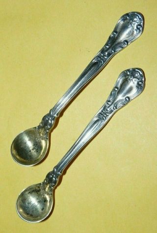 2 Vintage Pair Gorham " Chantilly " Sterling Silver Gold Wash 2 3/4 " Salt Spoon 