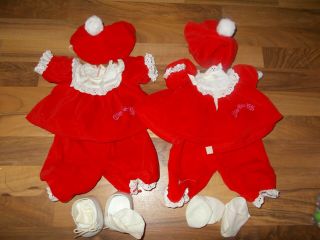 Christmas Cabbage Patch Kids Doll Dresses Clothes Velvet Red Can Be For Twins