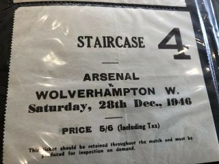 Arsenal - Early Rare Post War Ticket - League V Wolves 28th Dec 1946