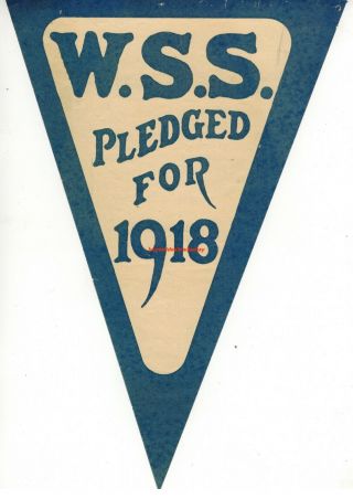 1918 World War 1 War Savings Stamps Window Service Flag Poster Pledged Ww1 Rare