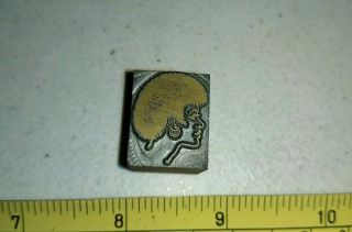 Vintage Letterpress Printing Block African American Woman With Afro Hairstyle
