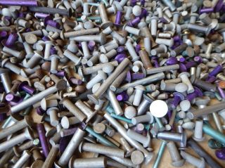 500 Grams Of Mixed Vintage Brit Solid Rivets 3/32,  1/8,  5/32,  3/16 Mostly Ali