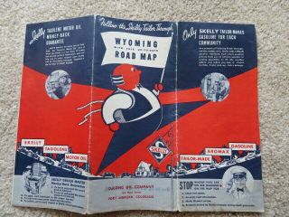 Skelly Wyoming Road Map 1937 Rare