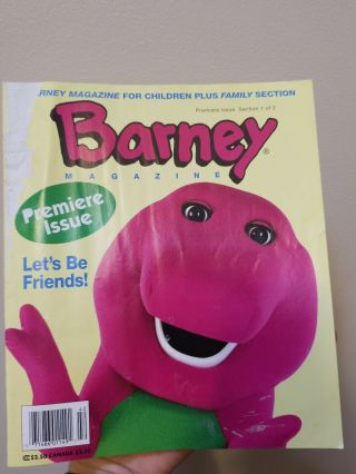 Premiere Issue Of Barney & Barney Family Magazines.  1994 Rare/vintage