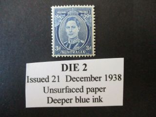 Australian Pre Decimal Stamps: 3d Kgvi Variety - Rare (h83)
