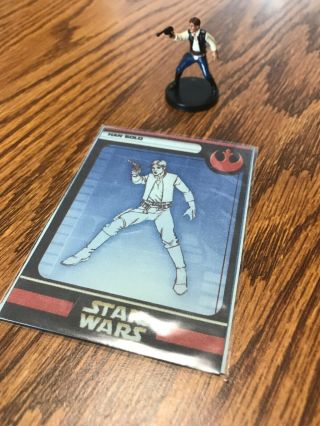 Wotc Star Wars Miniatures Han Solo,  Rebel Storm 07/60,  Rebel,  Rare With Card