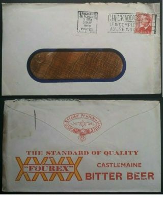 Rare 1950 Australia Xxxx Fourex Bitter Beer Advertising Window Cover