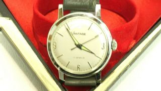 Vintage 1960s Vantage 17jewels Hand Winding Mens Stainless Steel Watch W/case