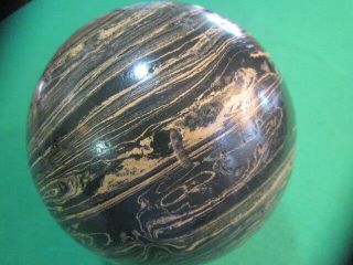 Antique Marbled Hard Rubber Green And Tan Ball - 4 34 " Diameter - Unique