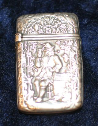 Repousse Sterling Silver Vesta Match Safe Wine By Adolphe Frontin French Rare