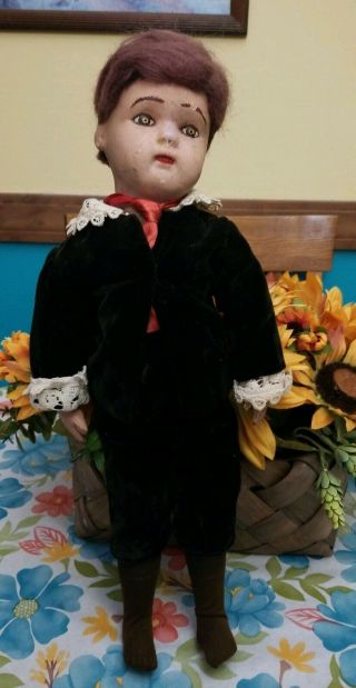Vintage Antique Rare 1911 Schoenhut Wood Jointed Doll 17 " With Teeth Usa