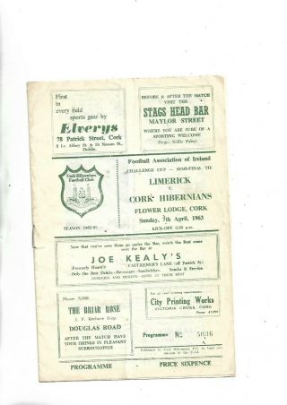 7/4/65 Very Rare Fai Cup Semi At Cork Cork Hibernians V Limerick