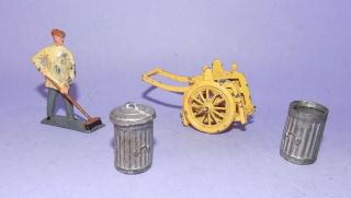Very Rare Vintage Taylor & Barrett Street Sweeper,  Dustcart And Bins