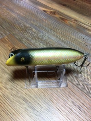 Vintage Fishing Lure Shur Strike Bass Oreno Great Color Glass Eye Wood Old