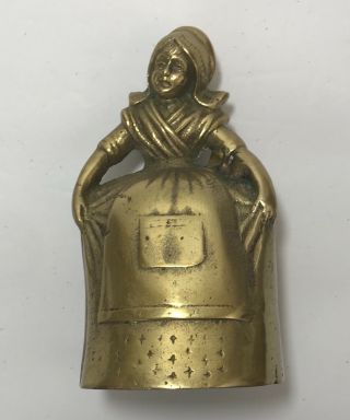 Vintage/antique Large Brass Figural Bell Women - Lady In Regional Clothing