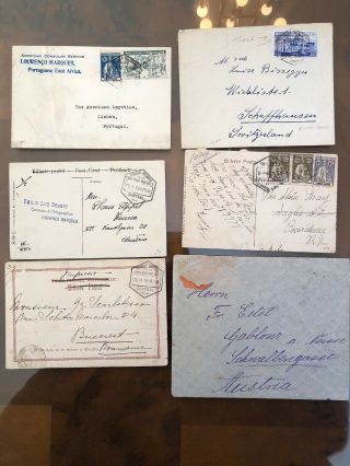 6 Rare Old Lourenço Marques Mozambique Colonial Portugal Postal Covers