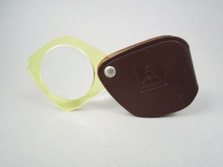 Rare Vintage Pocket Magnifier Loupe Ddr Veb Pentacon Zeiss Leather Housing