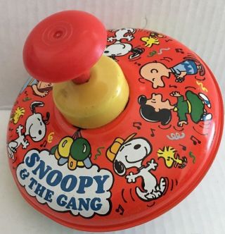 Vtg Antique Ohio Art Retro Snoopy And The Peanuts Gang Metal Spinning Top Toy
