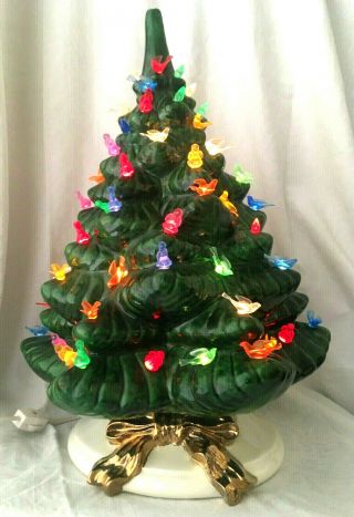 Rare Large Vintage 17 " Musical Ceramic Lighted Christmas Tree " Edelweiss "