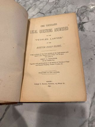 1891 Antique Law Book 