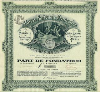 France Health Insurance Company Stock Certificate 1913 Rare