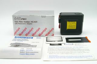 Rare Mamiya 135 Panoramic Film Holder & Focusing Screen Set For 645 Pro Tl