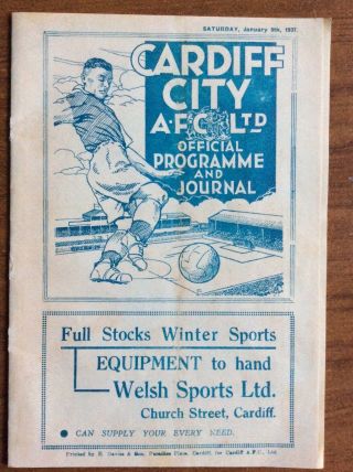 Cardiff City V Newport County 1936/37 Rare Pirate Issue