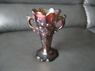 Antique Mary Ann Amethyst Carnival Glass 2 - Handled Vase By Dugan/diamond,  Rare
