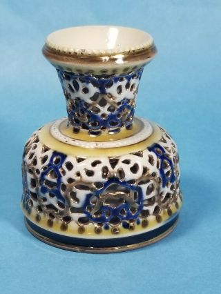 Antique Zsolnay Pecs Small Reticulated Porcelain Vase 3 1/4 