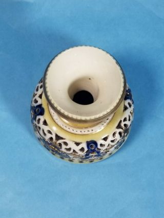 Antique Zsolnay Pecs Small Reticulated Porcelain Vase 3 1/4 