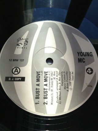 Young Mc " Bust A Move / Got More Rhymes " Rare 1989 Uk Vinyl Promo 12 " -