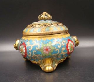 Collectible Handmade Carving Brass Cloisonne Enamel Incense Burners