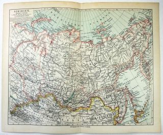 1900 Map Of Siberia In The Czarist Era By Meyers