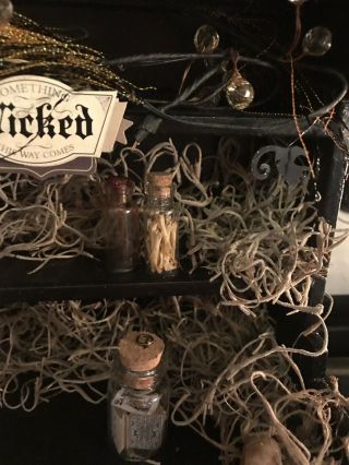 Halloween Witch ' s Cabinet Apothecary Primitive Wicked Black One Of A Kind 3