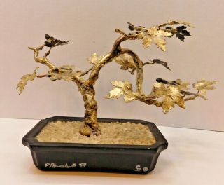 Vintage 1974 Bonsai Tree Sculpture Signed By Artist P.  Marshall 11 " X 7 "